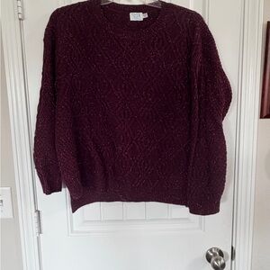 Time and Tru Deep Burgundy Crew Neck Sweater
